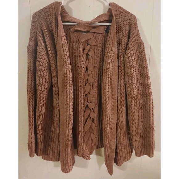 Derek Heart Women's Medium Open Front Knit Cardigan Sweater Pink Cottage Coquett - Picture 1 of 4